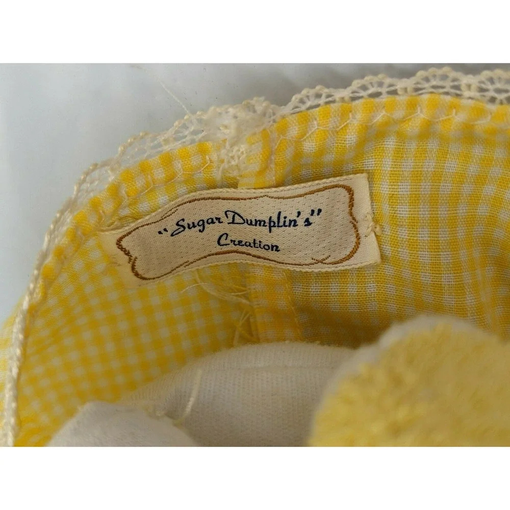 Sugar Dumplins Creation‎ Cloth Doll 9 Inch Yellow Gingham Terry